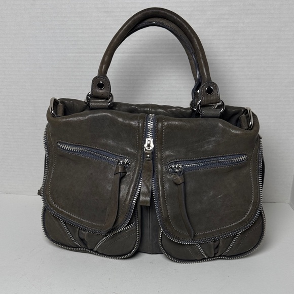 Lockheart Handbags - LOCKHEART New York Vintage Malia Slate Gray Smooth Leather Multi-Pocket Handbag